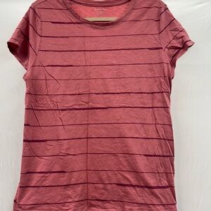 Athleta Pink and Maroon Striped Short Sleeve Tee
